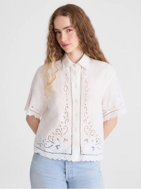 NWT madewell Eyelet Boxy Shirt